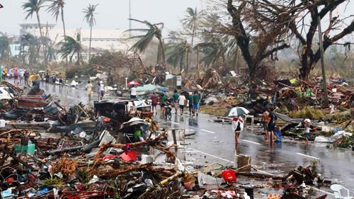 Aftermath of Typhoon Haiyan in the Philippines in 2013