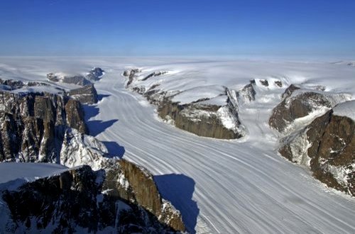 Glacier in Sukkertoppen Ice Cap, Greenland