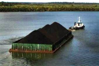 River Barge Carrying Coal in Indonesia