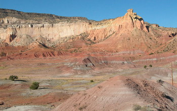 The multi-colored slope-forming rocks of the Chinle Formation at Ghost Ranch, New Mexico. Credit: Randall Irmis